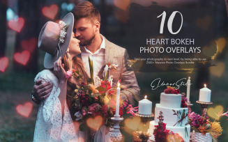 10 Heart Bokeh Photo Overlays