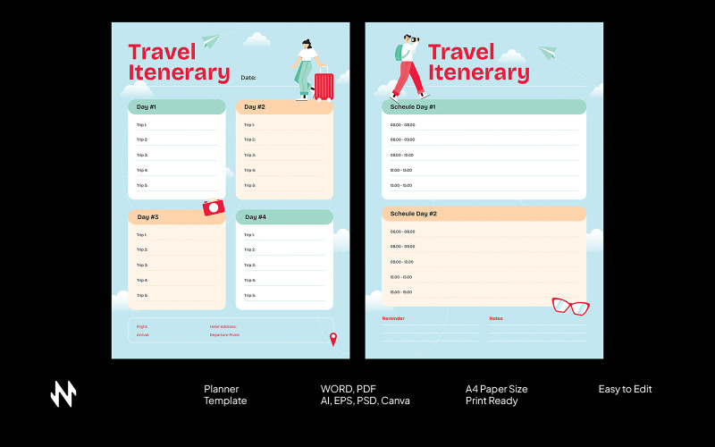 Travel Itinerary Planner Template