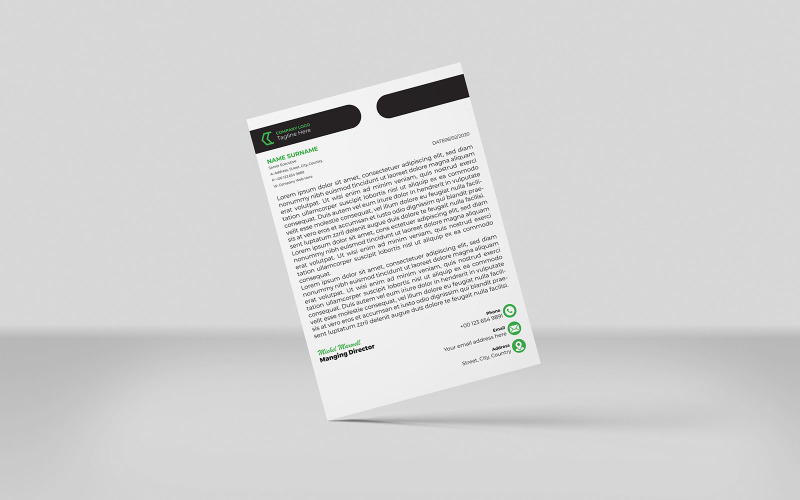Creative Letterhead Green and Black Color Corporate Template Corporate Identity