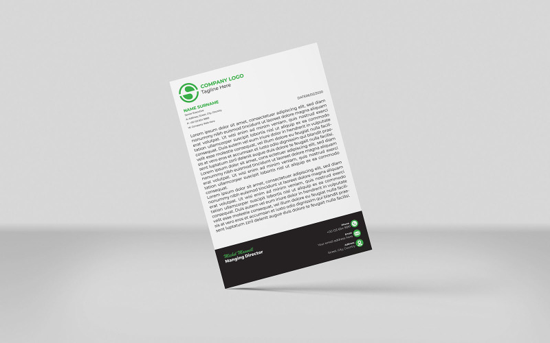 Creative Letterhead Green Block Color Corporate Letterhead Corporate Identity