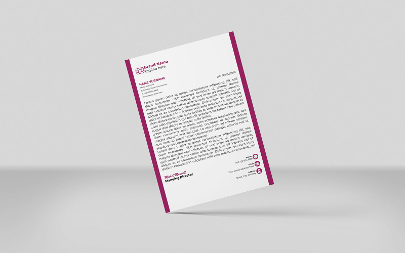 Creative Letterhead Maroon Color Corporate Letterhead Corporate Identity