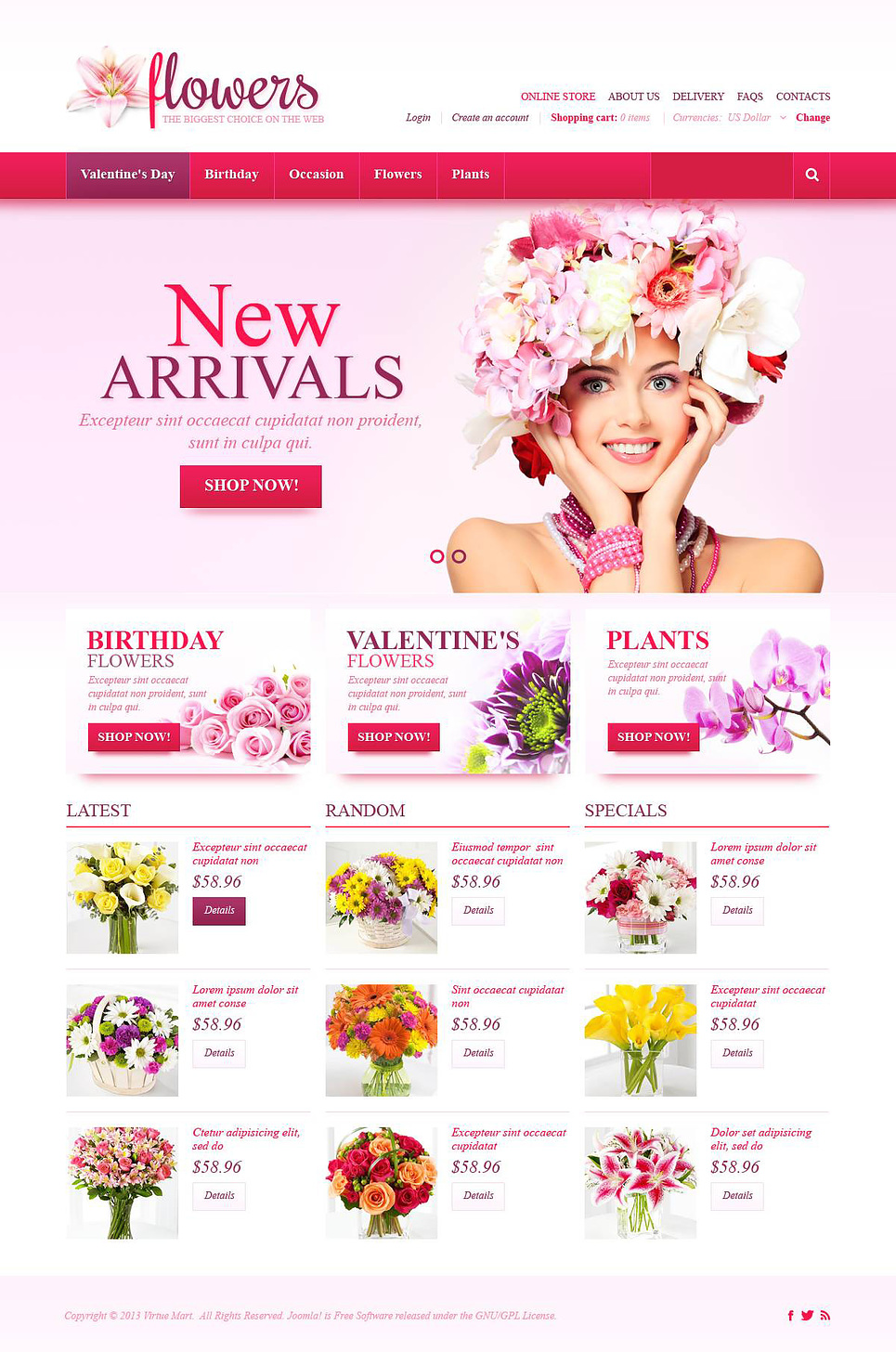 Fresh Flowers VirtueMart Template New Screenshots BIG