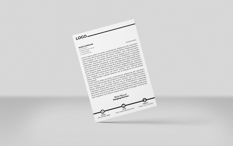 Creative Letterhead Corporate Letterhead Identity Design Minimal Style BLACK Color Corporate Identity