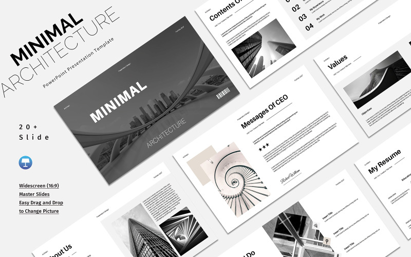 Minimal architectural keynote template Keynote Template