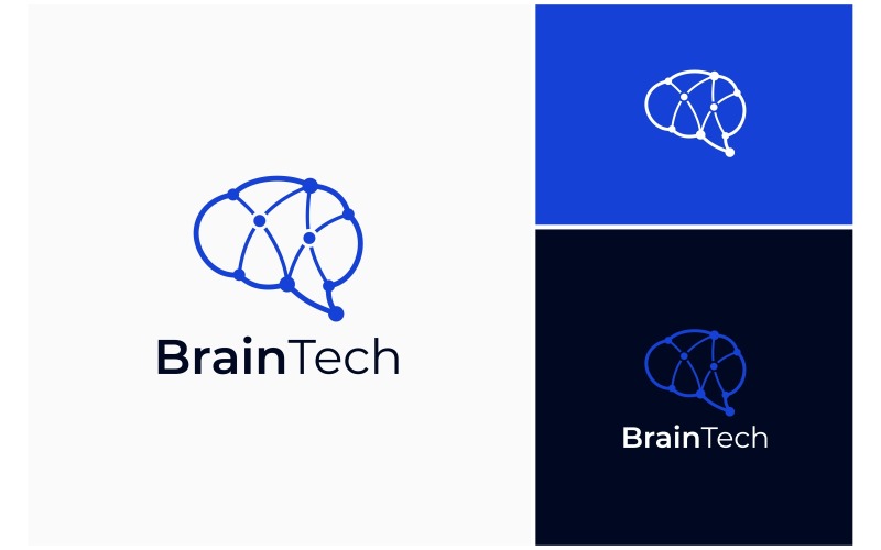 Human Brain Connection Logo Logo Template