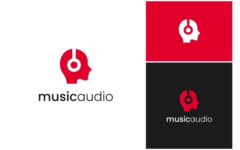 Human Headphone Sound Logo Logo Template