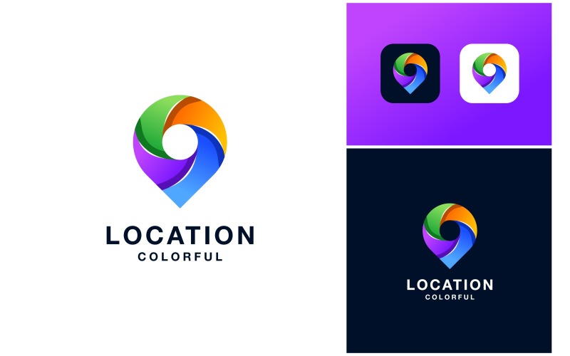 Point Location Colorful Modern Logo Logo Template