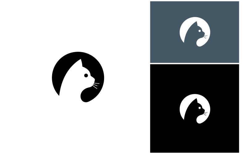 Cat Kitten Whisker Circle Logo Logo Template