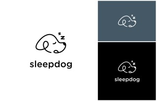 Sleep Dog Line Illustration Logo