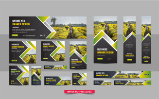 Lawn care or agro farm web banner bundle