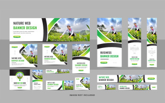 Lawn care or agro farm web banner design template bundle