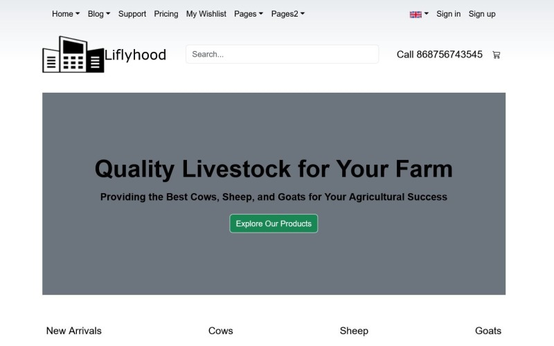 Liflyhood - Complete Farm Animal Product Display Responsive Website Template