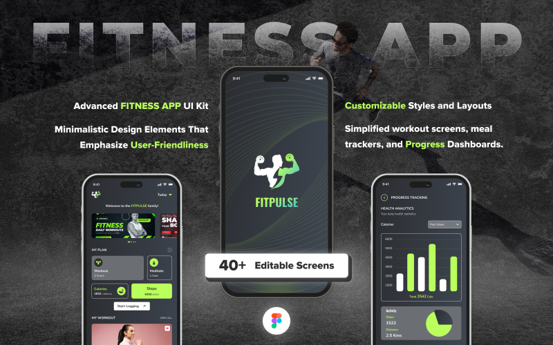 FITPULSE: Fitness App Figma UI Kit UI Element