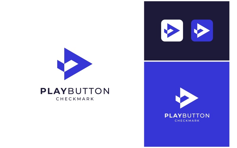 Play Button Checkmark Logo Logo Template