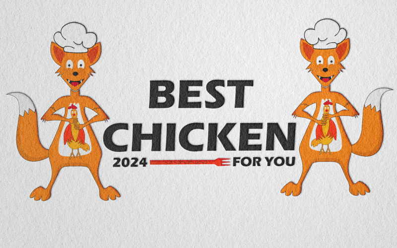 Restaurant logo, Fox and chicken logo, Cartoon fox logo. Logo Template