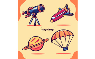 Space Icons Hand Drawn Coloring