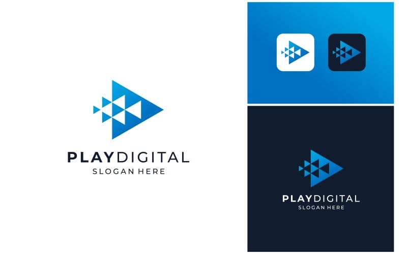 Video Play Button Digital Technology Logo Logo Template
