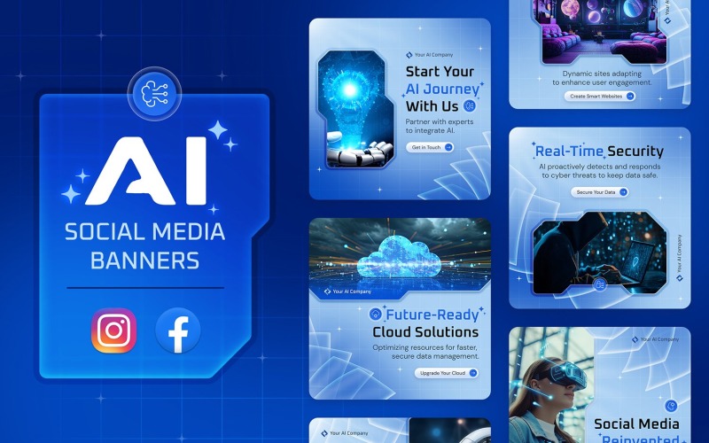 Artificial Intelligence Banner Templates Social Media