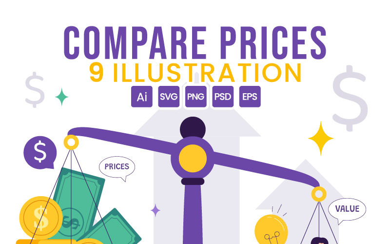 9 Compare Prices Economy Illustration