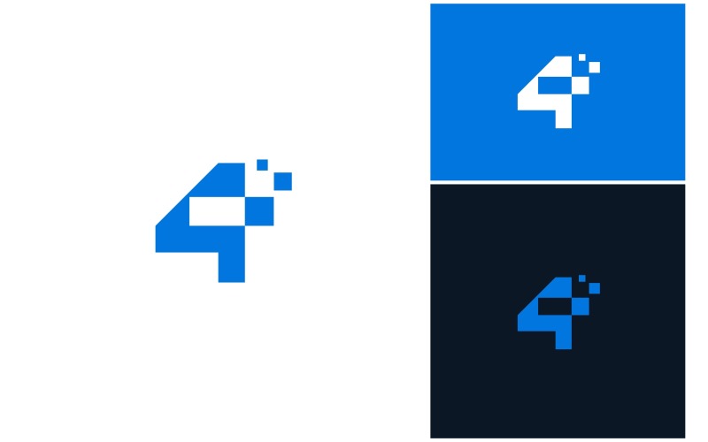 Number 4 Digital Technology Logo Logo Template