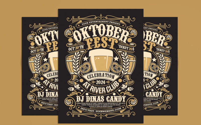 Oktoberfest Event Flyer Poster Template Corporate Identity