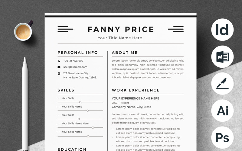 Clean Resume with Sleek Layout Resume Template