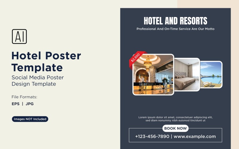 Hotel Marketing Poster Design Template 16 Social Media