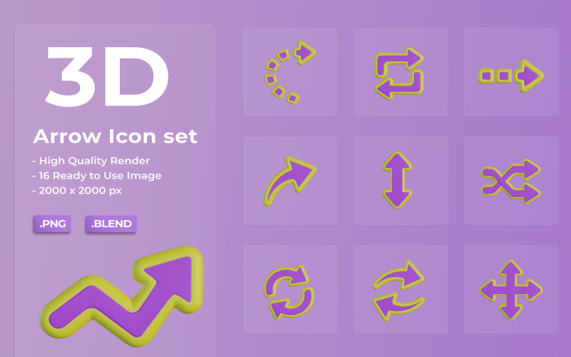 3D Arrow Icon Set Bundle Design
