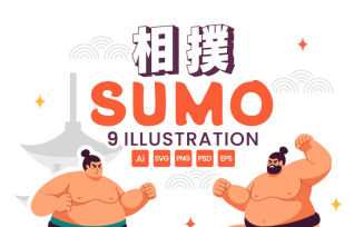 9 Sumo Wrestler Illustration