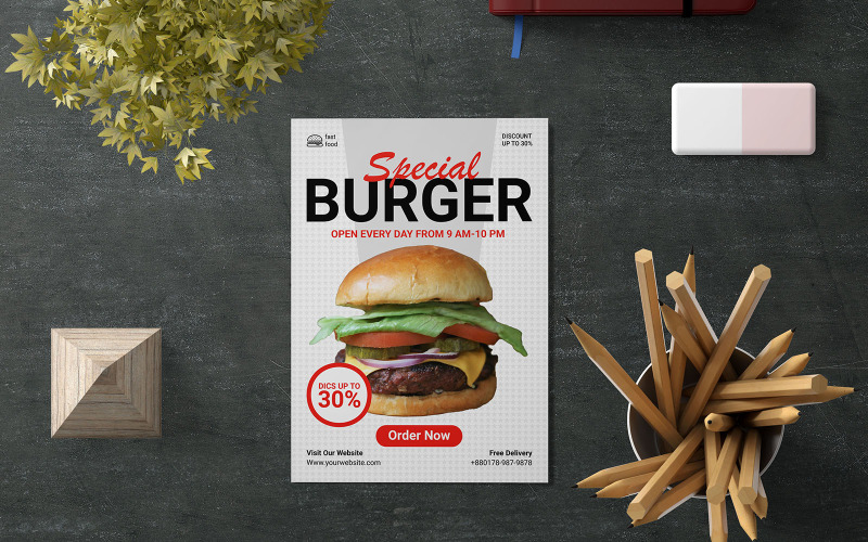 Restuarant's Fast Food Flyer Print Ready Design Corporate Identity