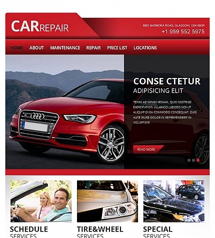 Car Repair Premium Facebook HTML CMS Theme Big Screenshot Car Repair Facebook HTML CMS Template Facebook Screenshot