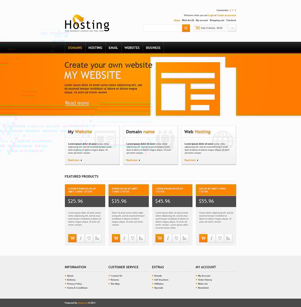 Hosting Solutions OpenCart Template New Screenshots BIG