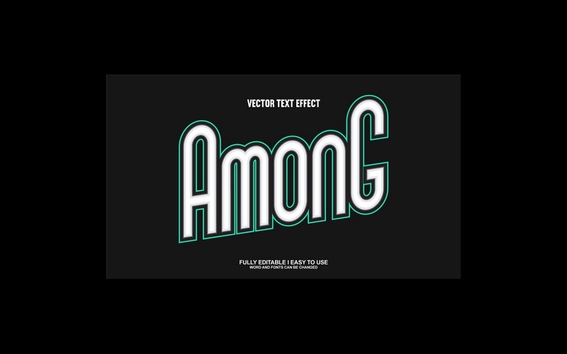Among Fully Editable Vector 3D Text Effect Illustration
