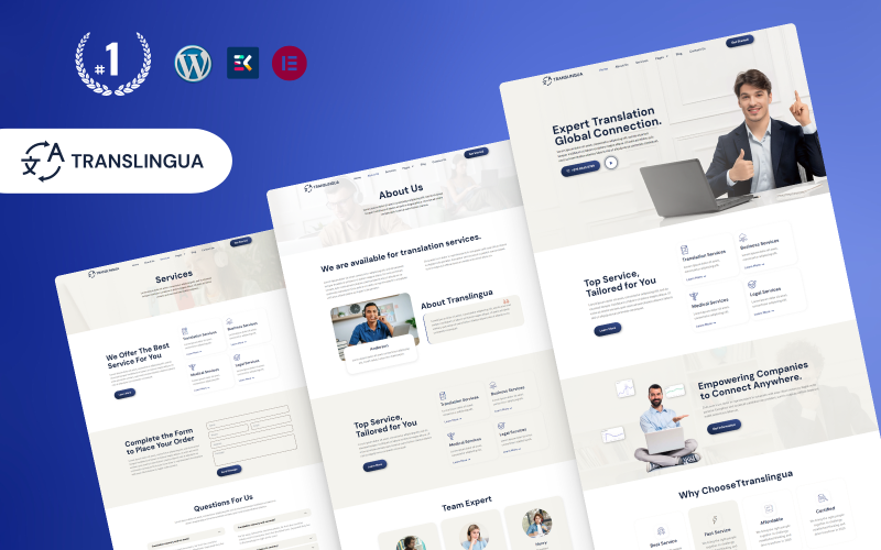 Translingua Translation Services WordPress Elementor Template Elementor Kit