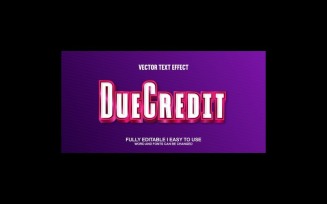 Due Credit Fully Editable Vector 3D Text Effect