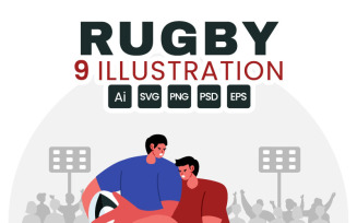 9 Rugby Player Illustration