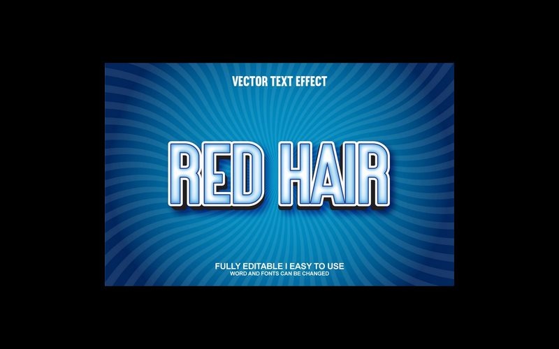 Red Hair Fully Editable Vector 3D Text Effect Illustration