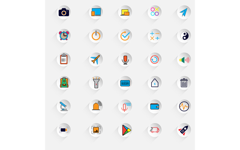 30 Icons - Minimalist vector icon set. Social media and Online brand Icon Set