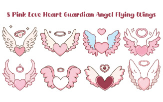 8 Love Heart Guardian Angel Flying Wings