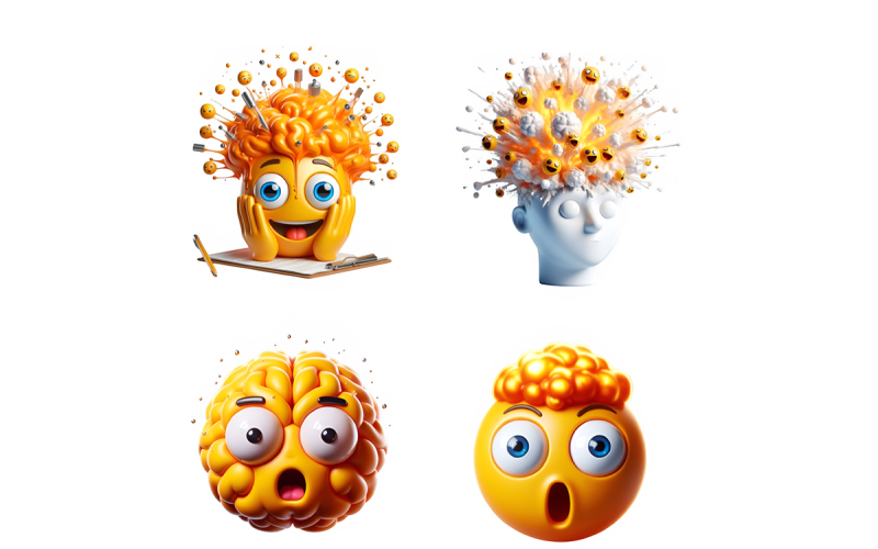 Mind blown emoji isolated Icon Set