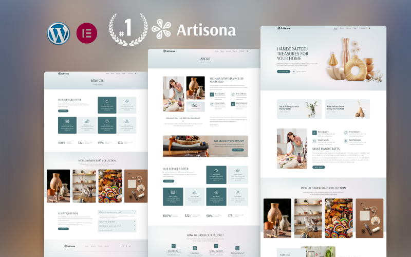Artisona Handcraft DIY WordPress Elementor Template Elementor Kit