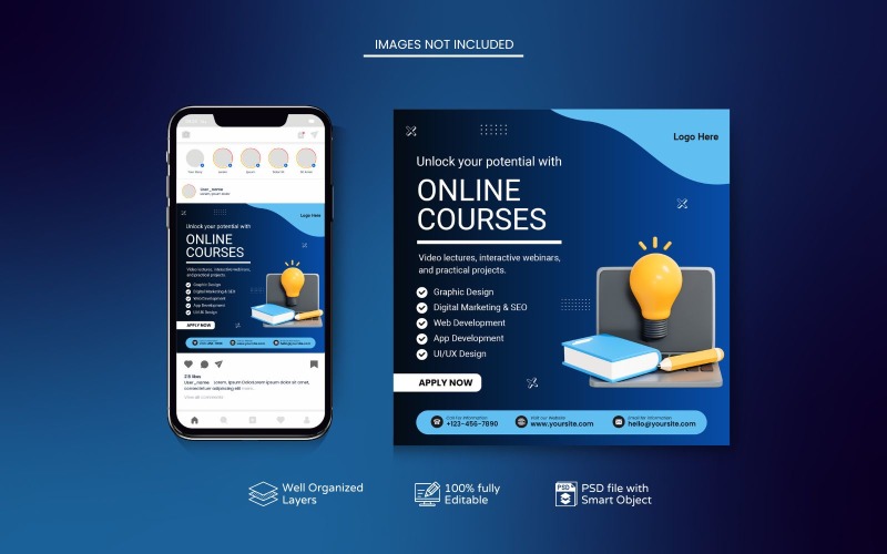 Blue Professional Online Course Banner Template Social Media