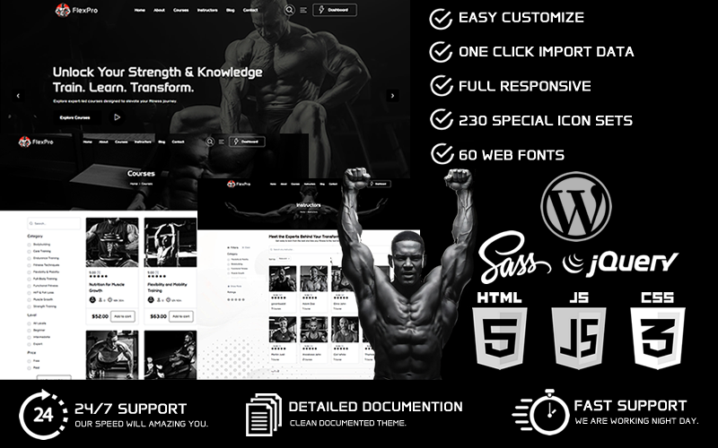 FlexPro - Bodybuilding & Online Courses & Education WooCommerce WordPress Theme