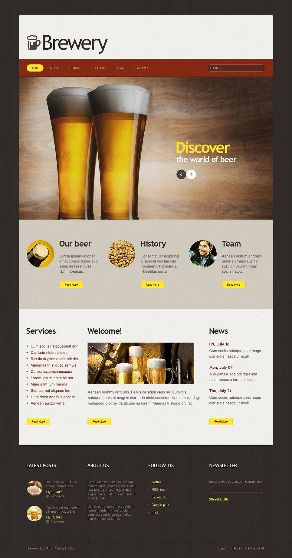Brewery Responsive Joomla Template New Screenshots BIG