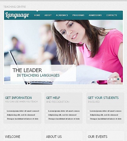 Language School Premium Facebook HTML CMS Theme Big Screenshot Language School Facebook HTML CMS Template Facebook Screenshot