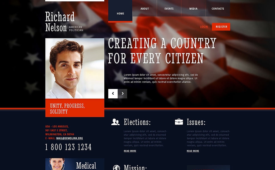 Political Candidate Responsive Website Template 45312