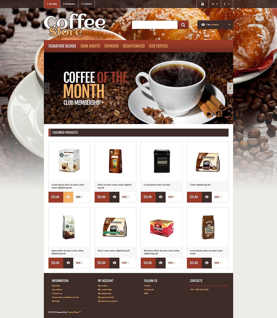 Responsive Coffee Store PrestaShop Theme New Screenshots BIG