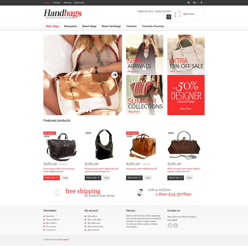 Responsive Handbags Store PrestaShop Theme New Screenshots BIG