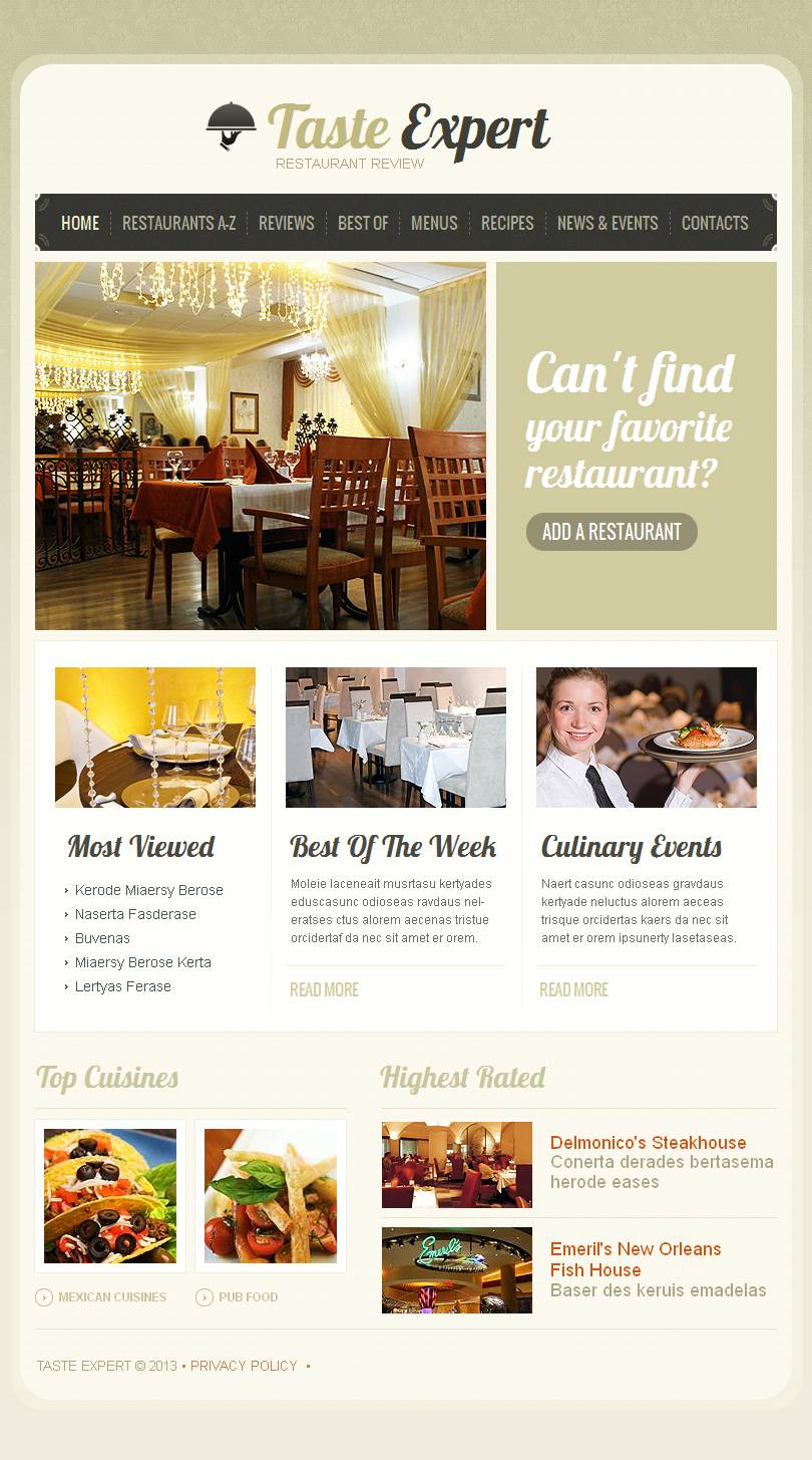 about us page content sample for restaurant