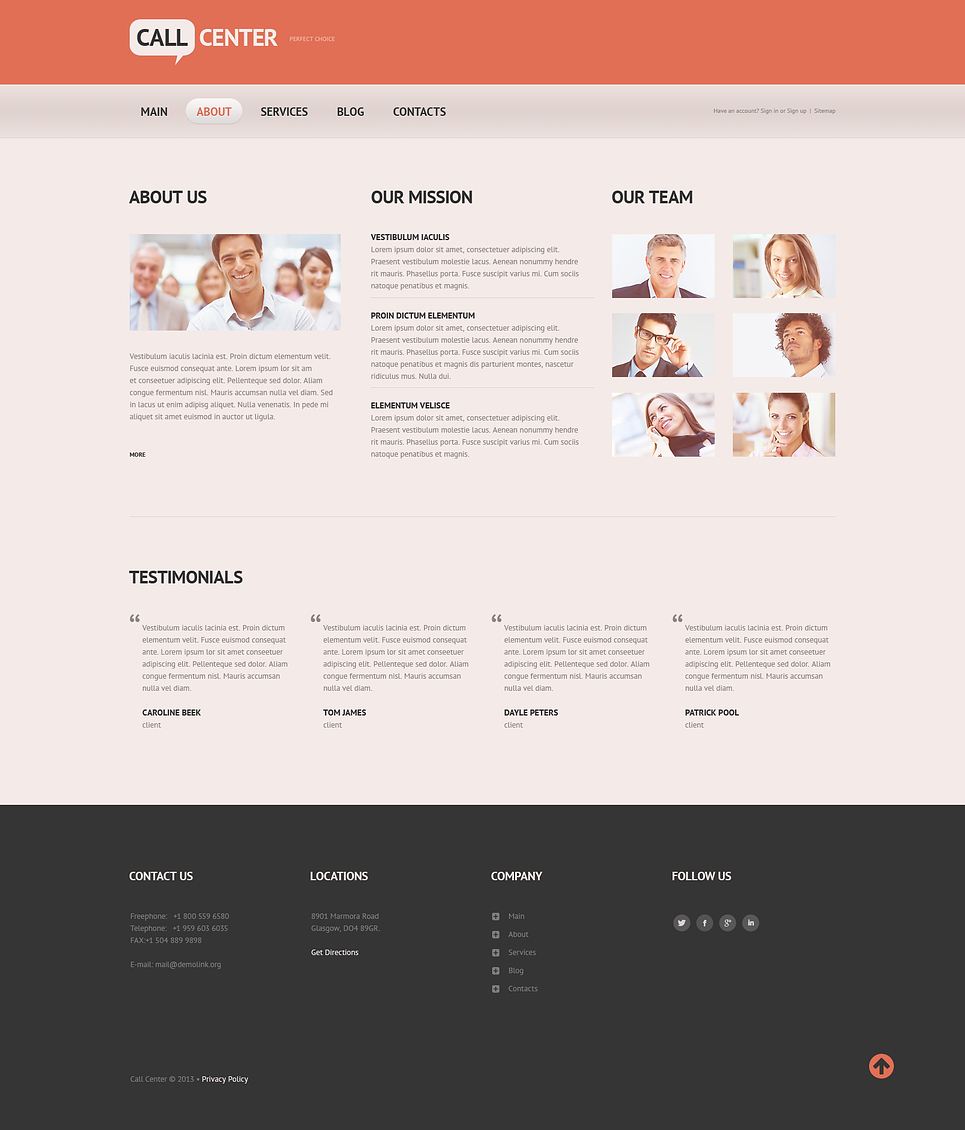 Call Center Responsive Website Template #45405 by WT Website Templates